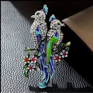 Colorful Parrot Brooch with Crystals This Broich is beautifully Crafted